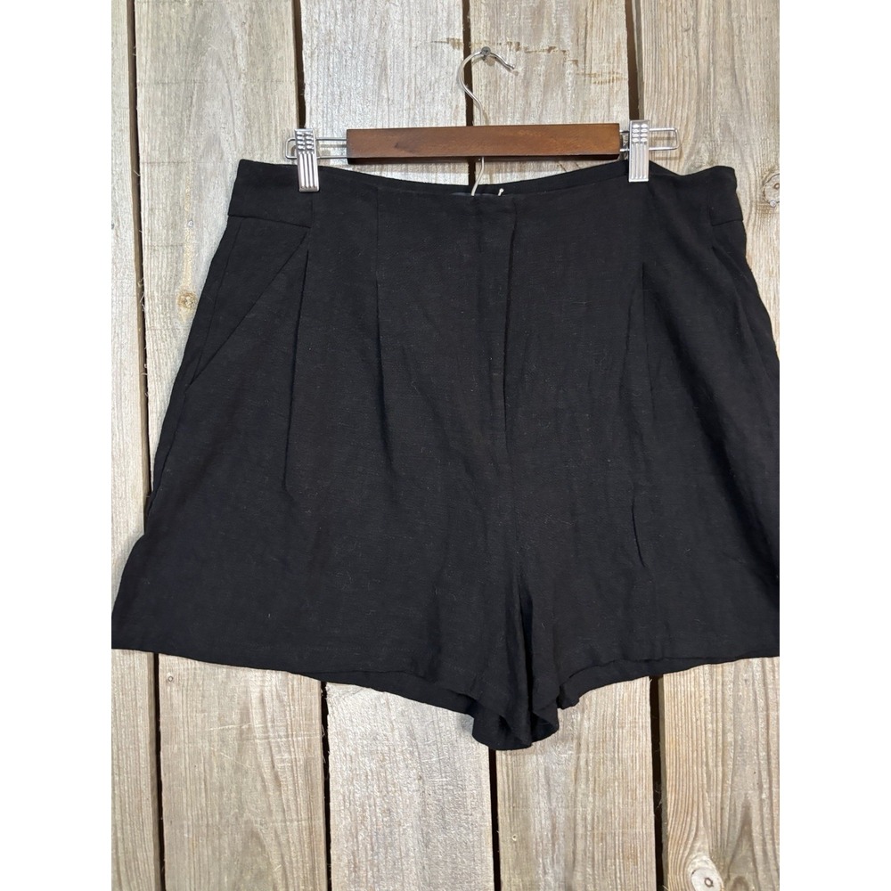 ASOS DESIGN Black Tailored Linen Blend Shorts Women's 12